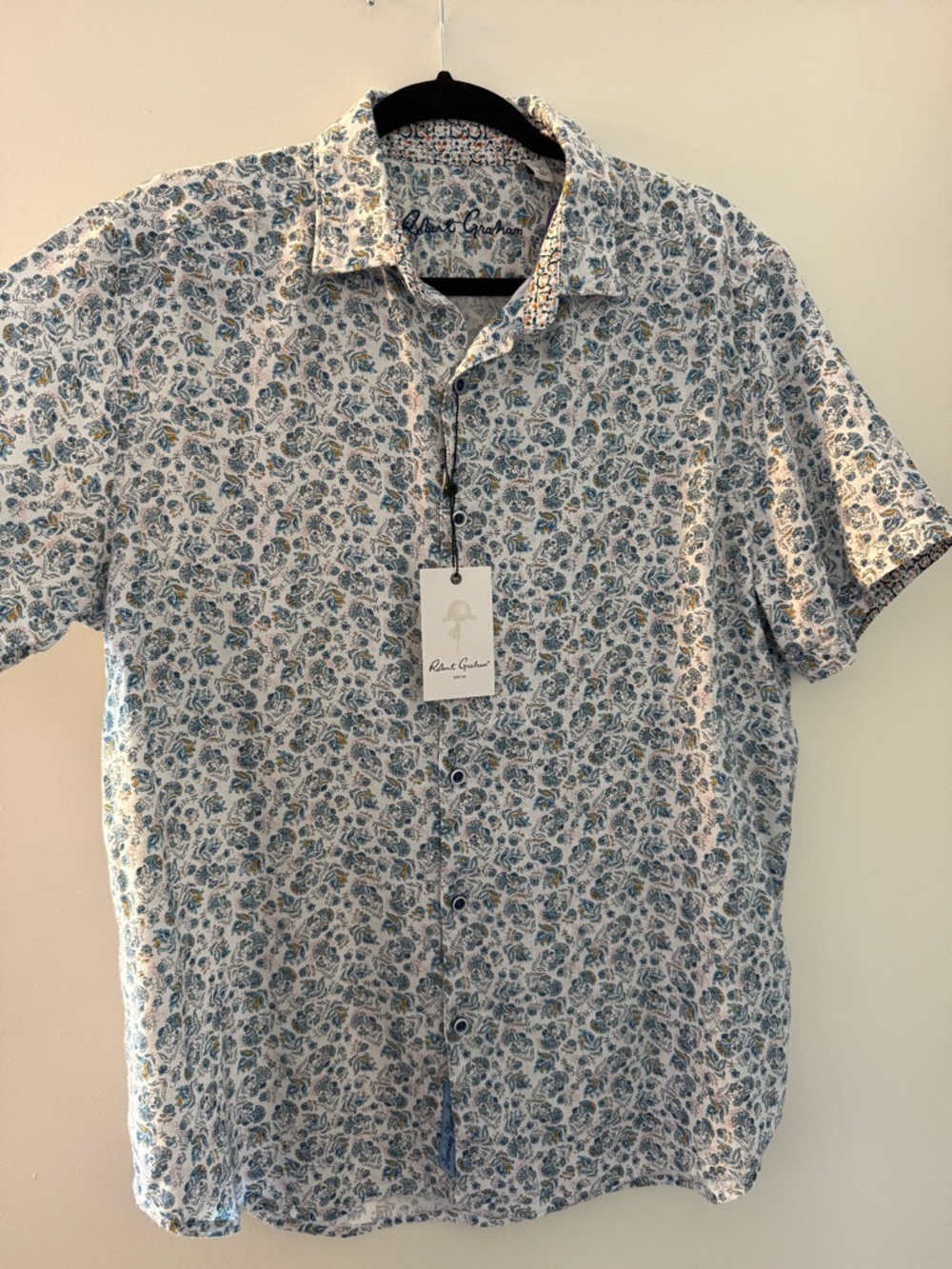 Robert Graham White & Blue Paisley Short-Sleeve Button-Down Shirt